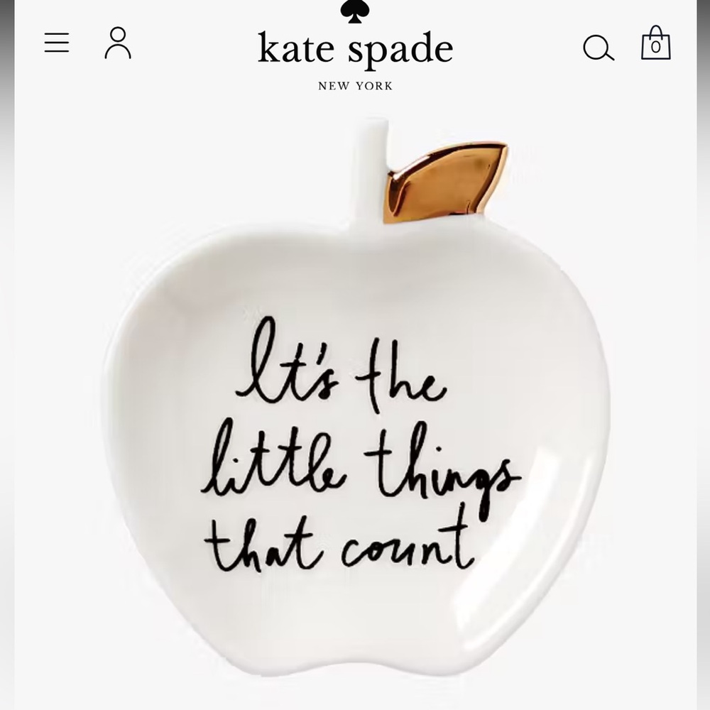 Kate Spade Pink Box with White Apple Ring Dish